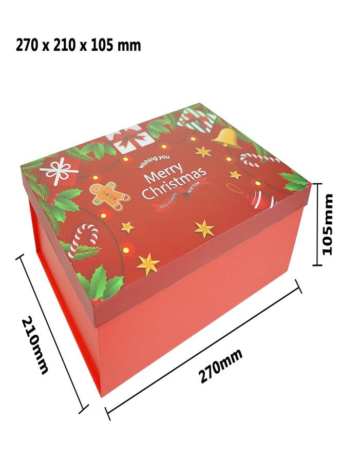 STRBOXONG Red Christmas Gift Boxes with Lids, 10.63x8.27x4.13(270x210x105 mm) Large Empty Gift Boxes for Presents, Luxury Sturdy Foldable Cardboard Box for Gifts, Christmas Party Favor Supplies (Pack of 1) - Image 2